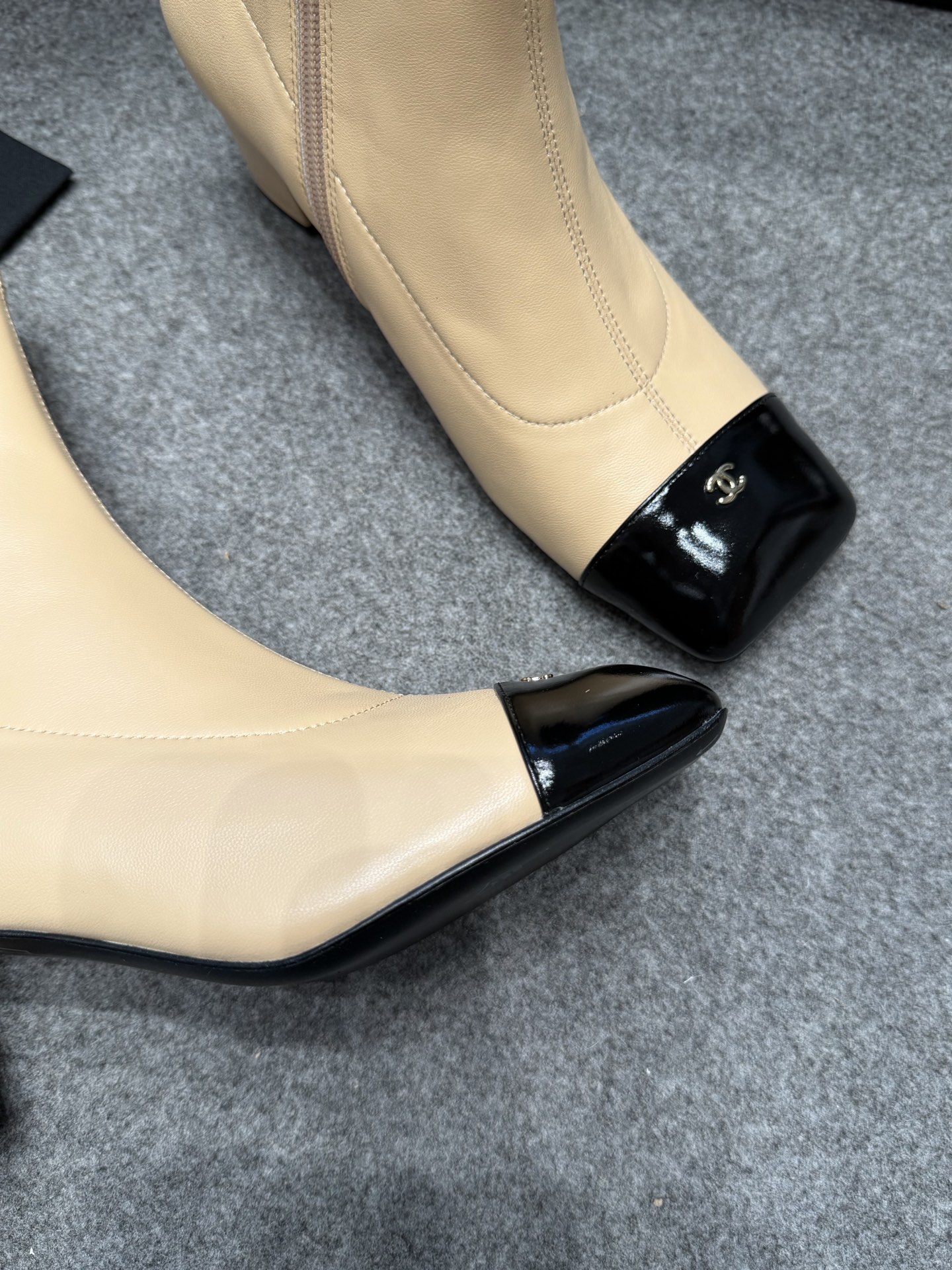 Ch@nel Stretch Lambskin Patent Boots