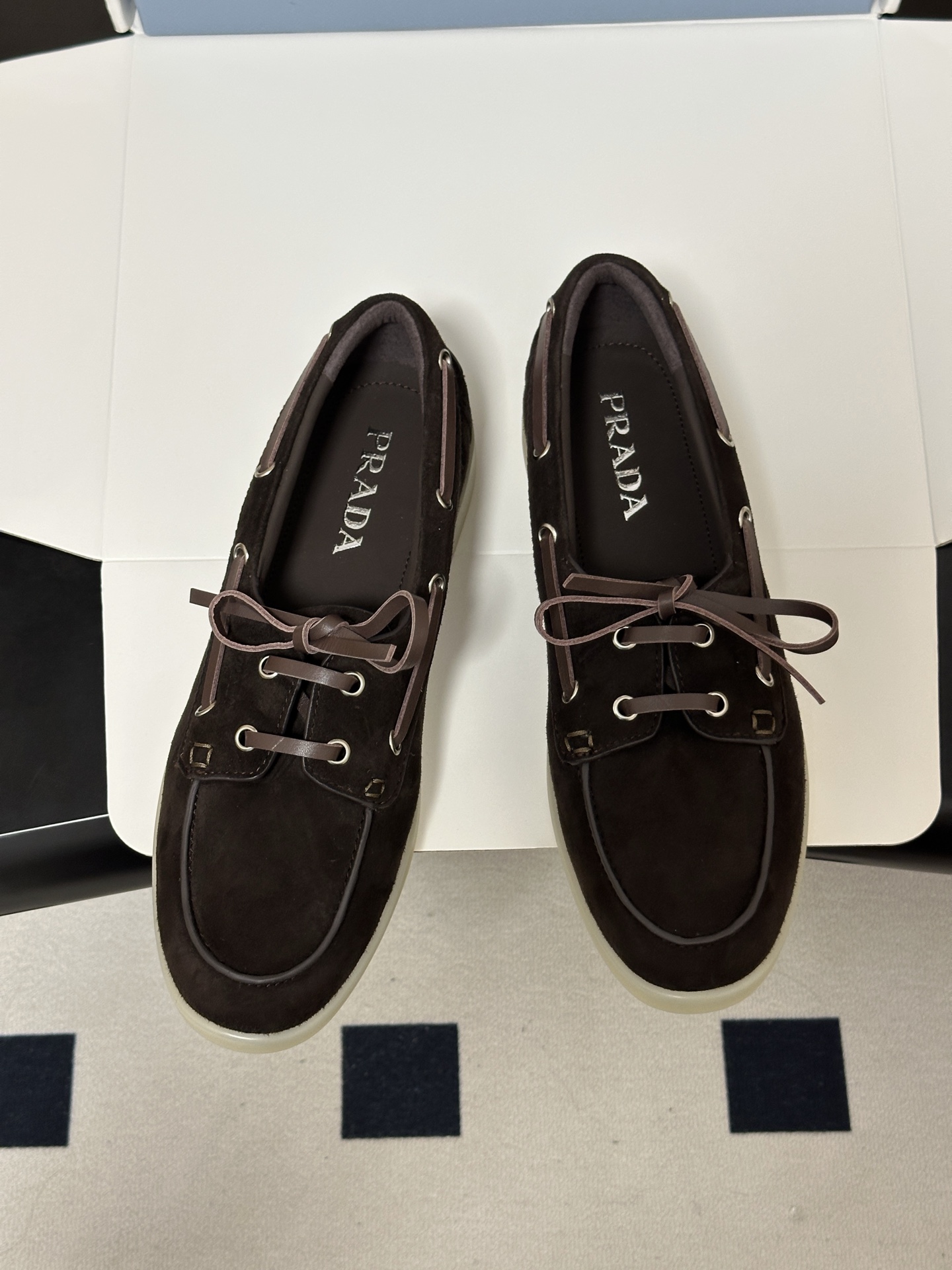 Pra*da 2026ss Suede Boat Shoes