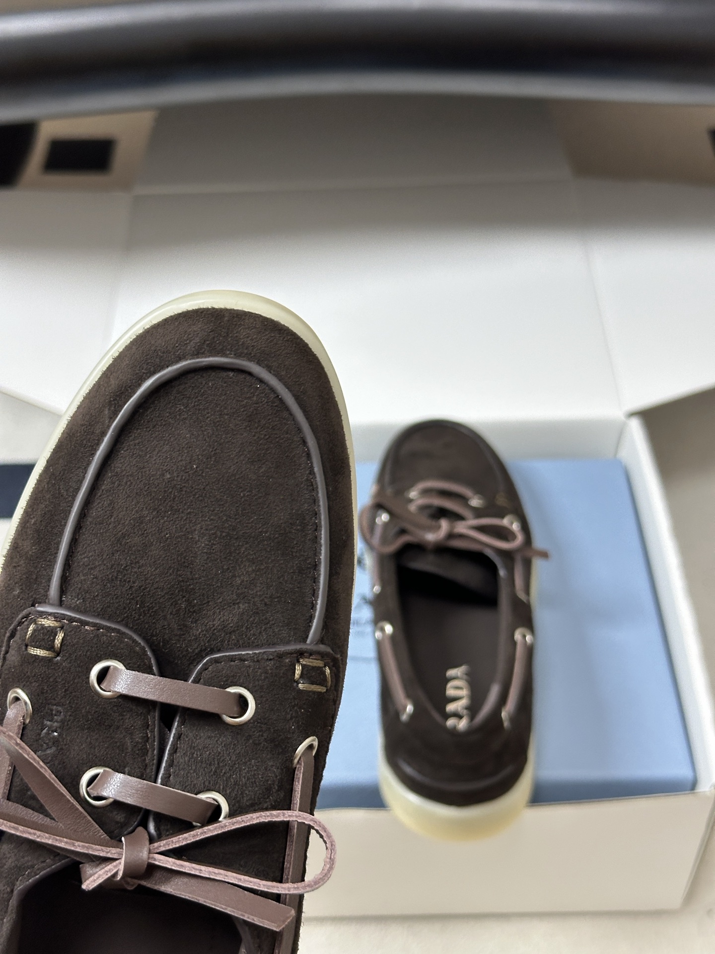 Pra*da 2026ss Suede Boat Shoes