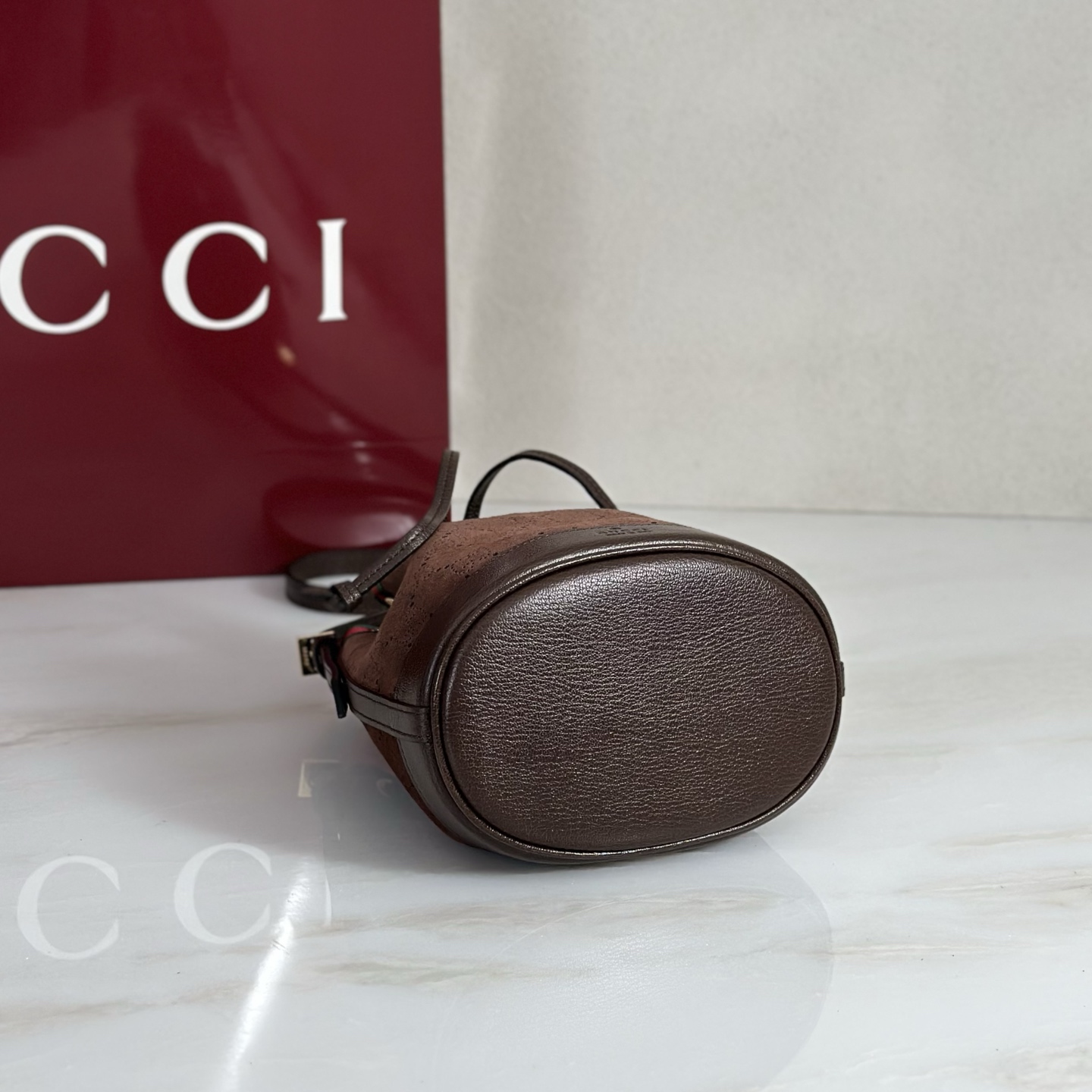 G*ucci Venice Small Bucket Bag In Brown GG Leather-15.5*19.5*10.5CM