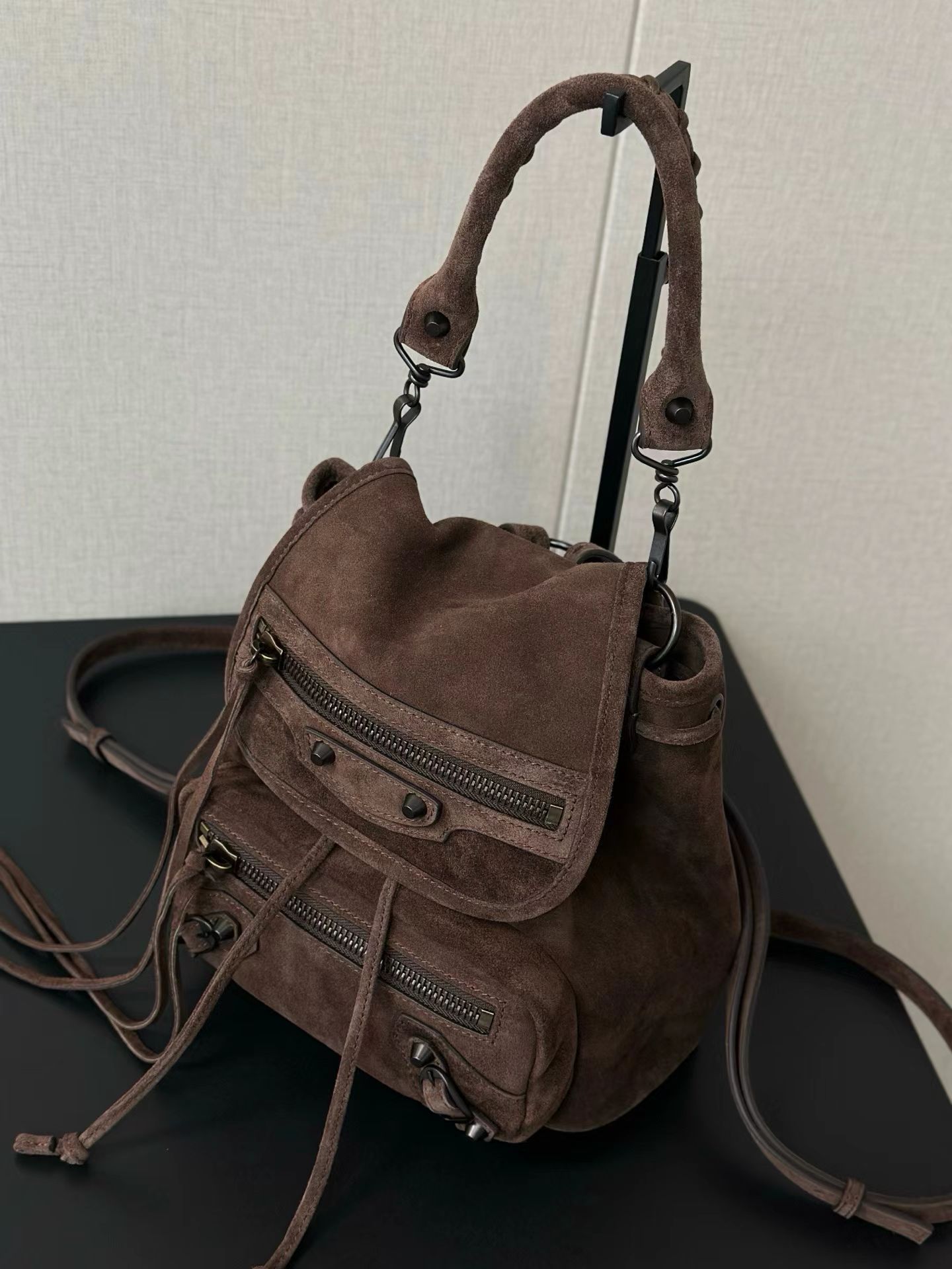 Balen*ciaga Le City Backpack Mini - Black-23.5*11*25CM