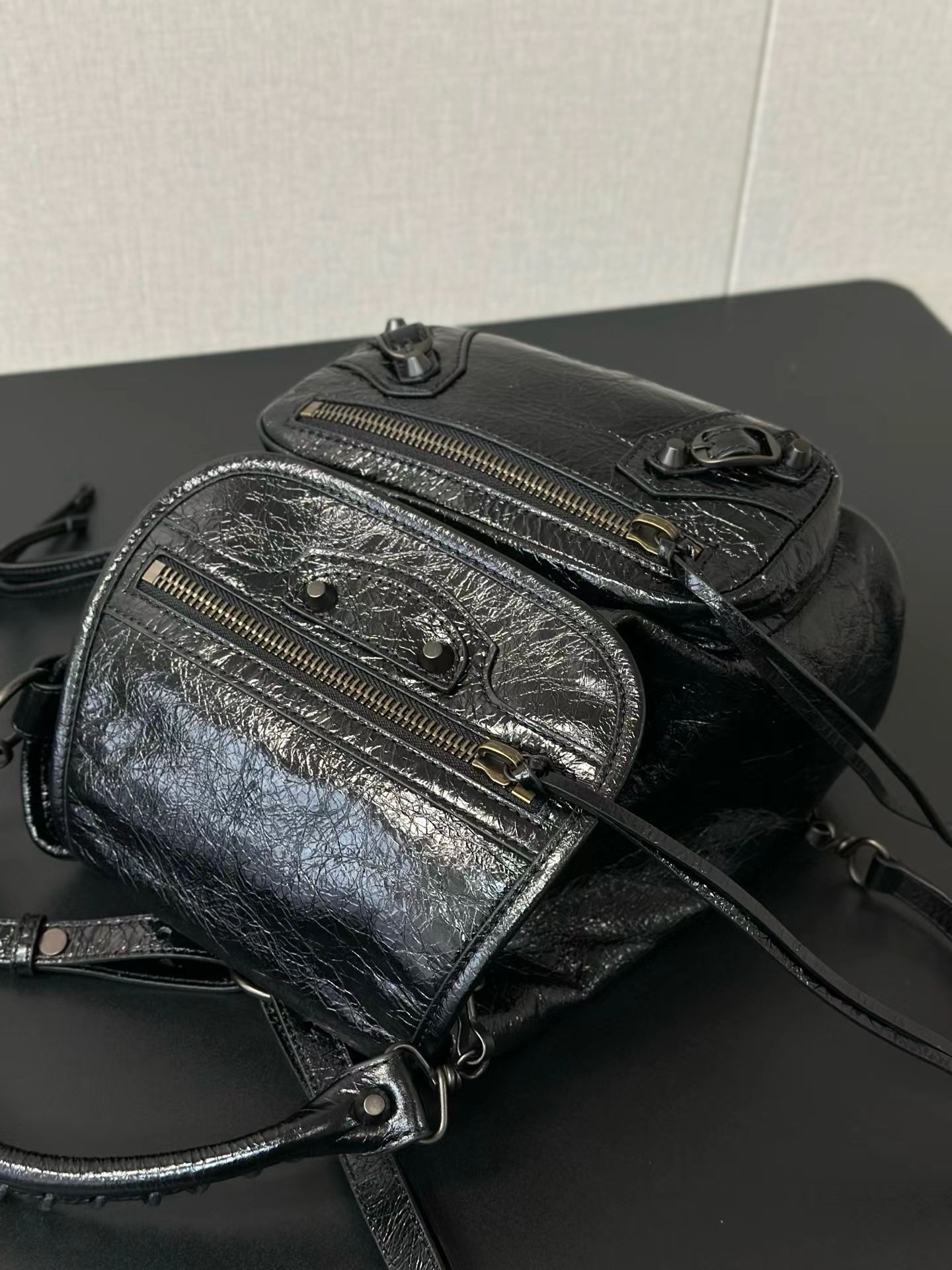 Balen*ciaga Le City Backpack Mini - Black-23.5*11*25CM