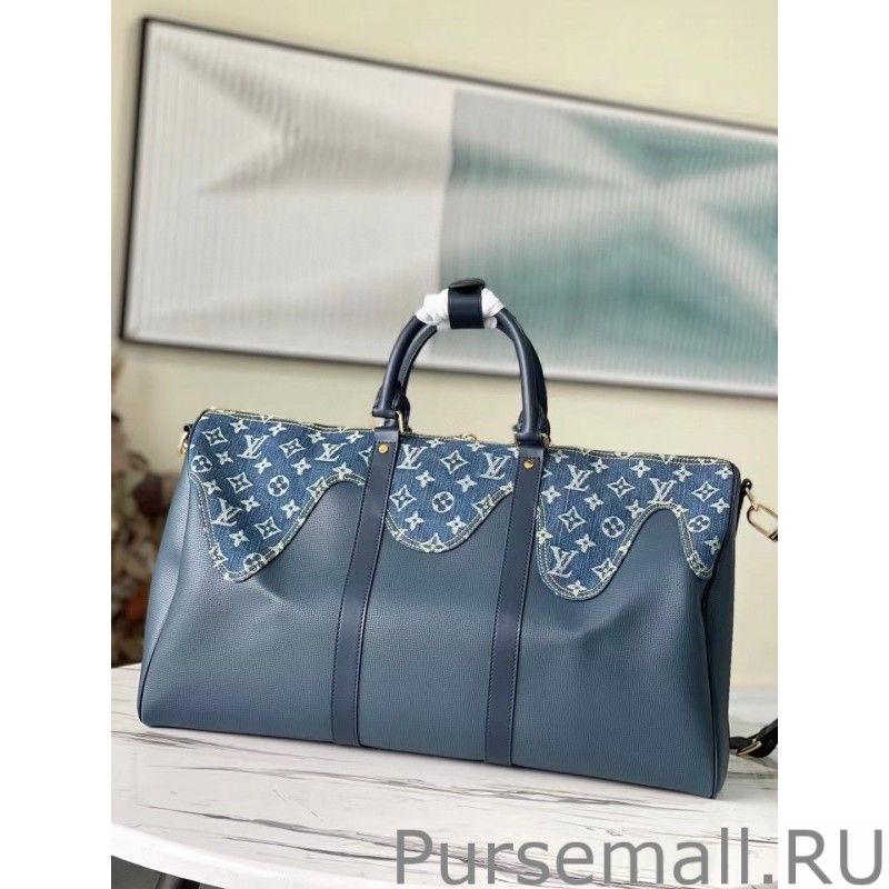 Keepall Bandouliere 50 Leather Denim M45975