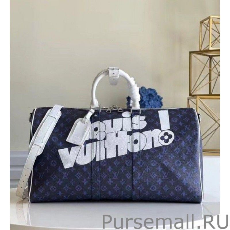 Keepall Bandouliere 55 Blue Monogram M45874