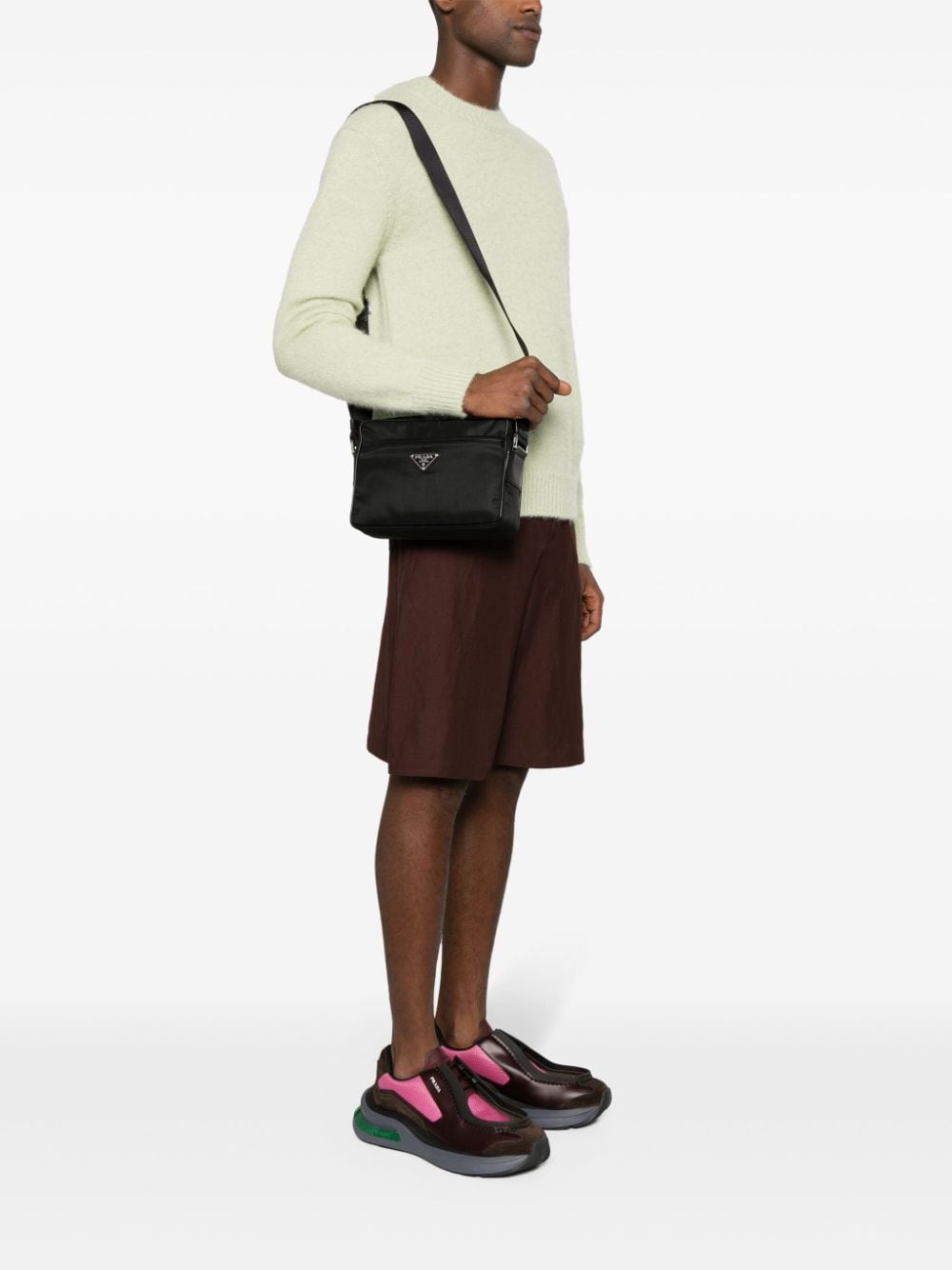 Pra*a logo-plaque messenger bag