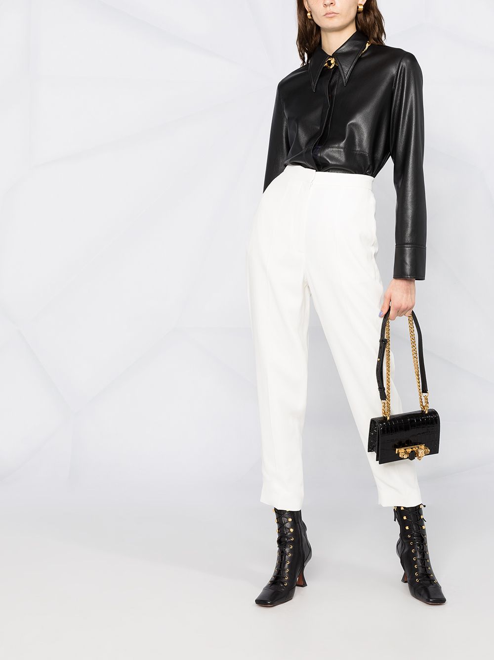 Alexander McQueen Jewelled crocodile-effect satchel