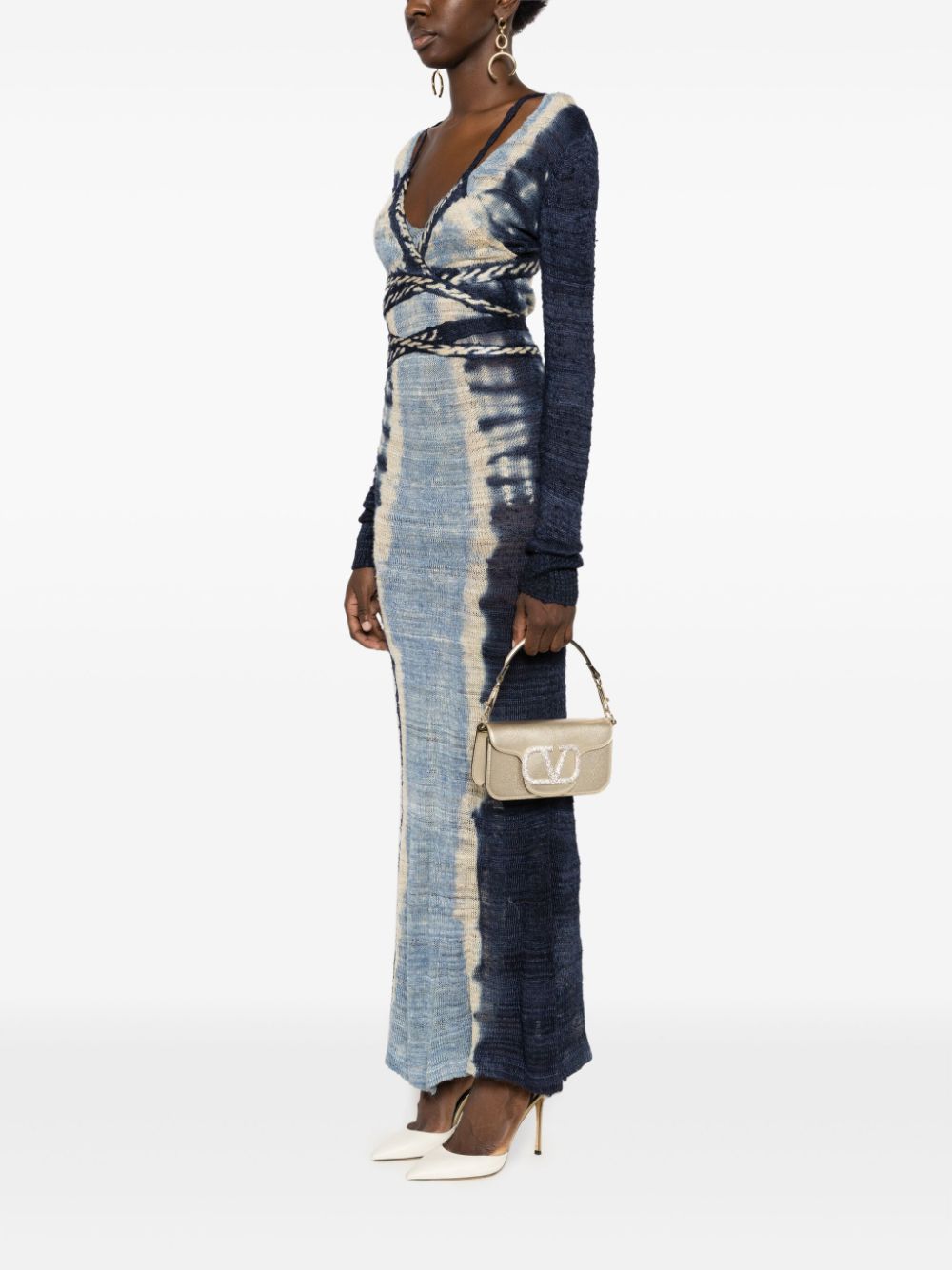 Valentino Garavani small Locò crystal-embellished metallic shoulder bag