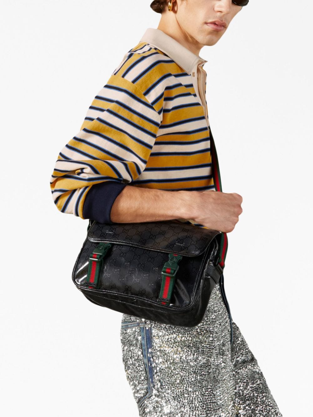 G*u*i gg crystal-embellished messenger bag