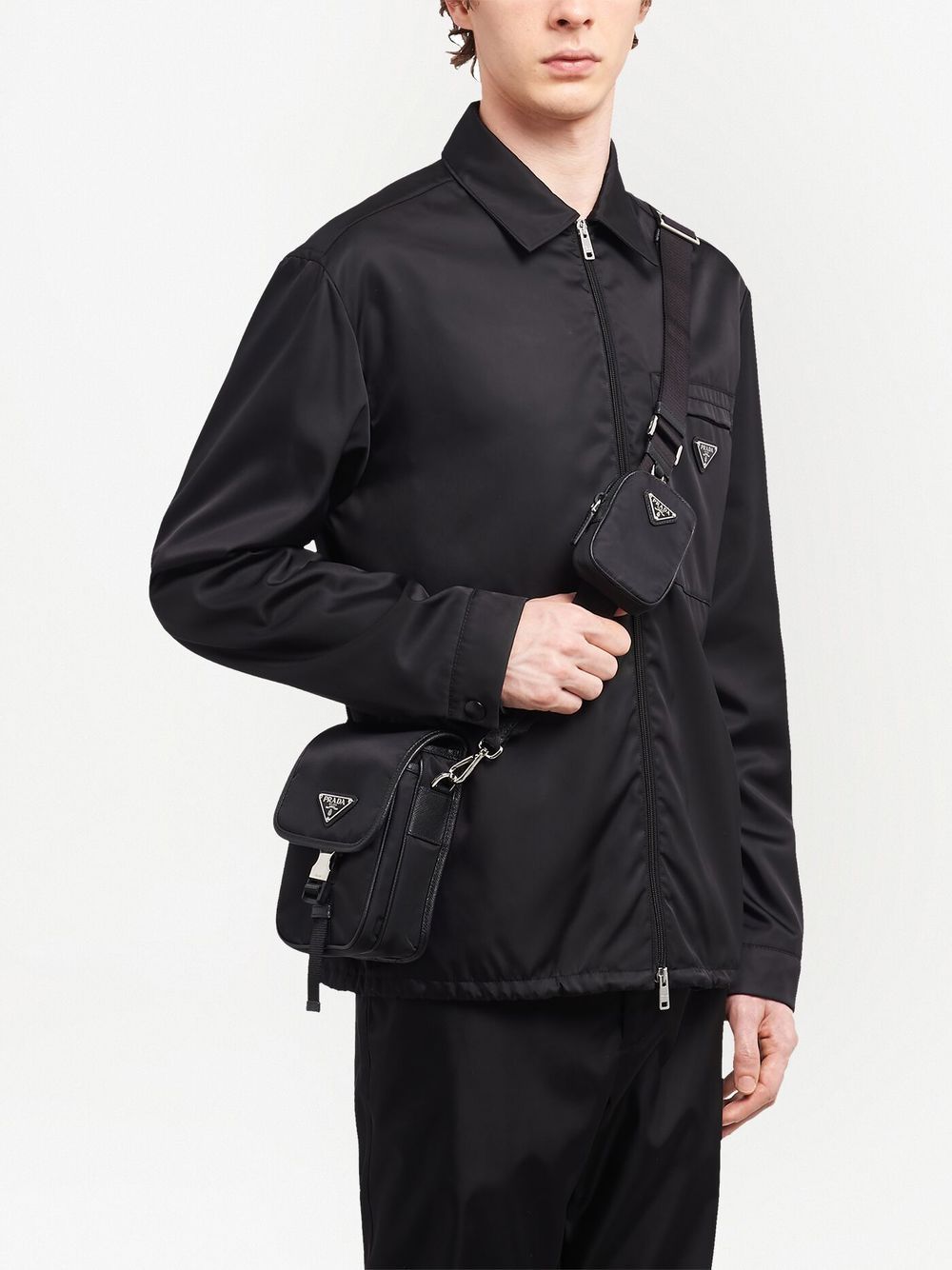 Pra*a saffiano triangle-logo re-nylon shoulder bag