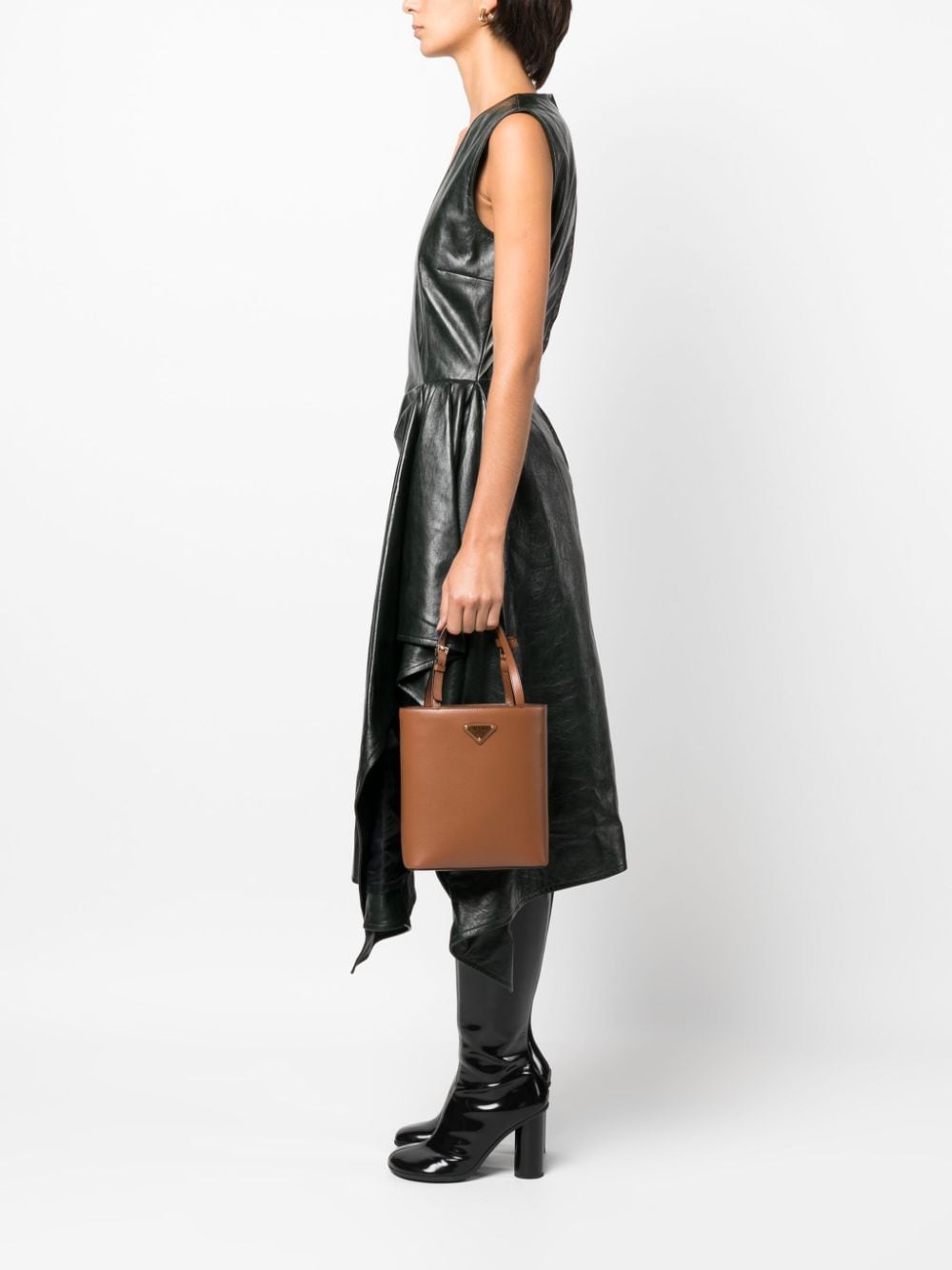 Pra*a triangle logo-appliqué tote bag