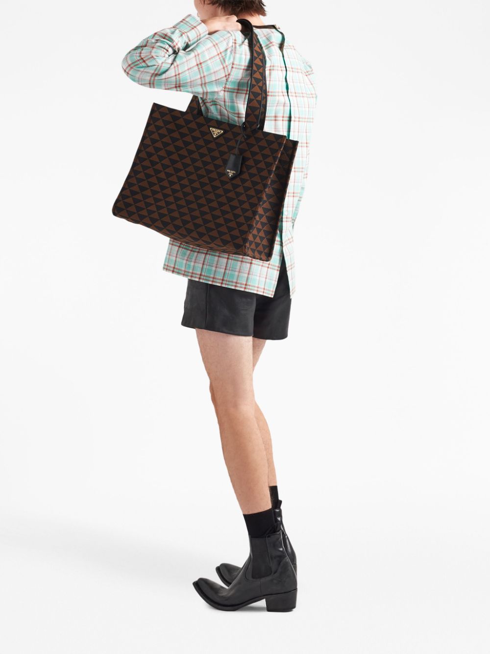 Pra*a çarge symbole geometric-print tote