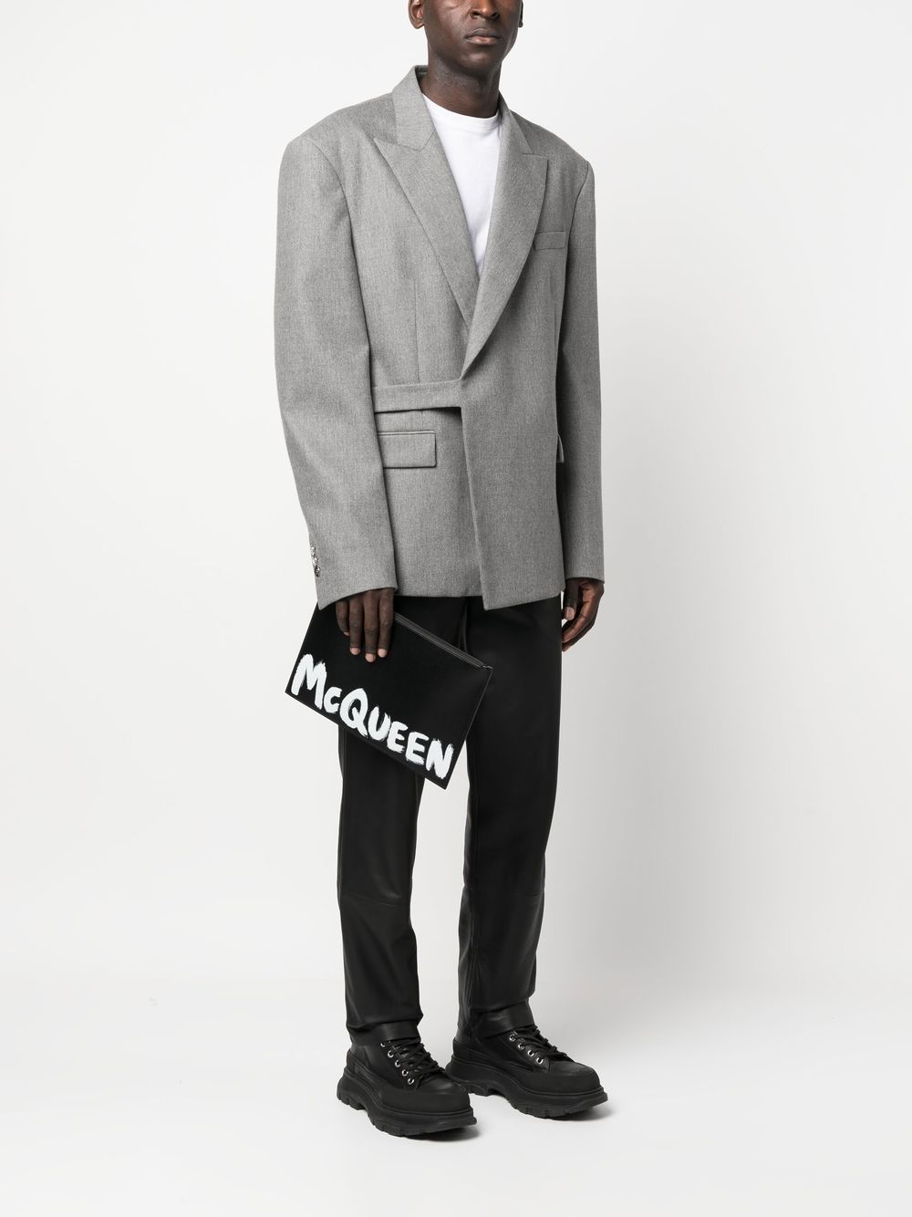 Alexander McQueen logo-print leather clutch bag