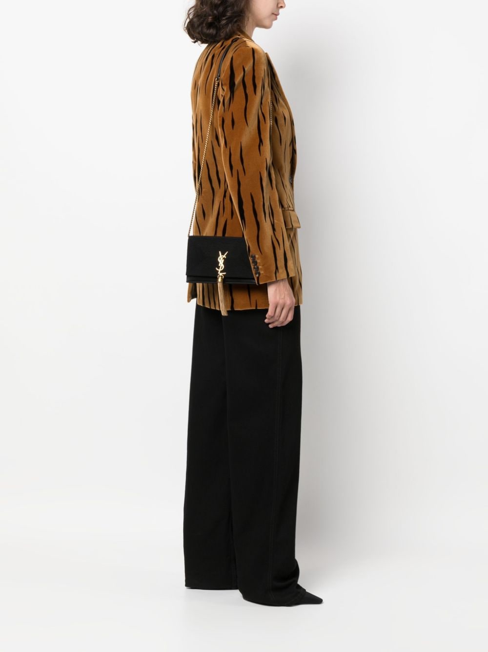 Saint Laurent logo-buckle leather shoulder bag