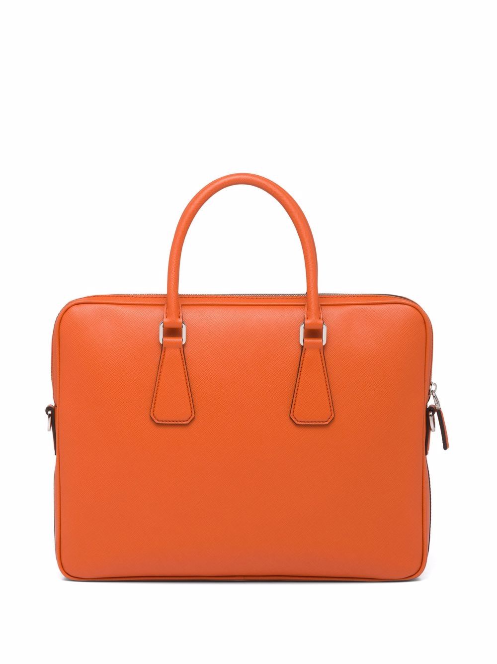 Pra*a triangle-logo saffiano leather briefcase