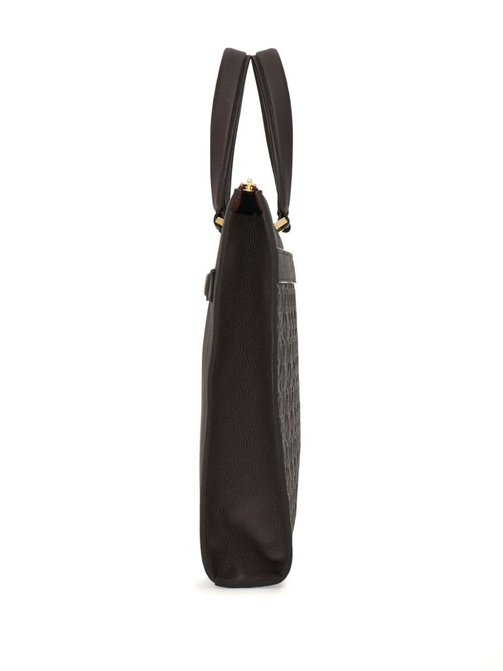 Ferragamo Gancini-print leather laptop bag