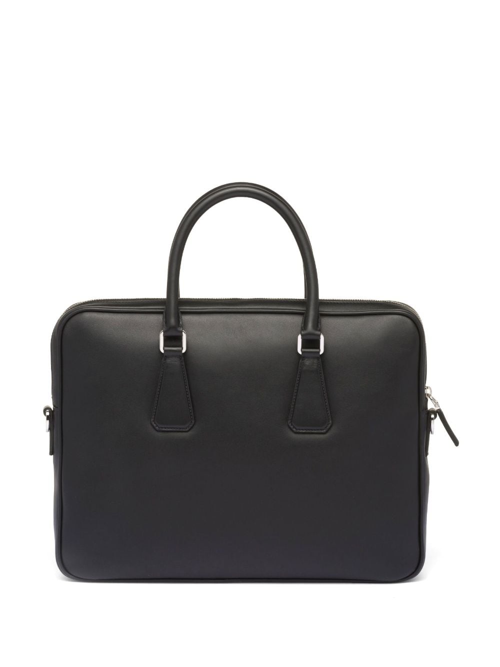 Pra*a triangle-logo saffiano leather briefcase