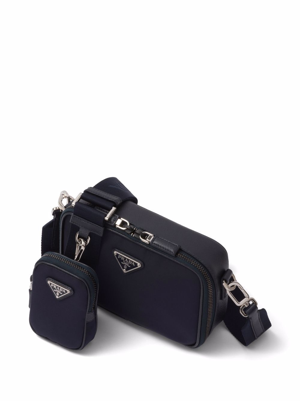 Pra*a triangle-logo brique messenger bag