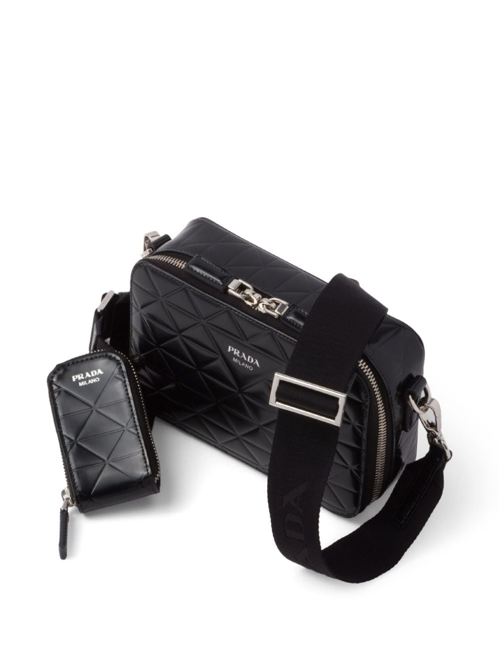 Pra*a brique logo-print leather shoulder bag
