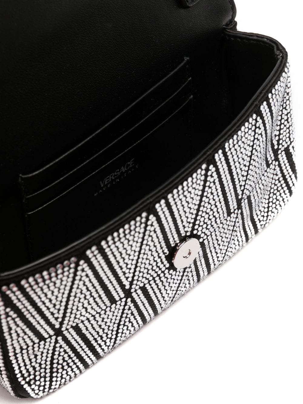 Versace Virtus crystal-embellished leather shoulder bag