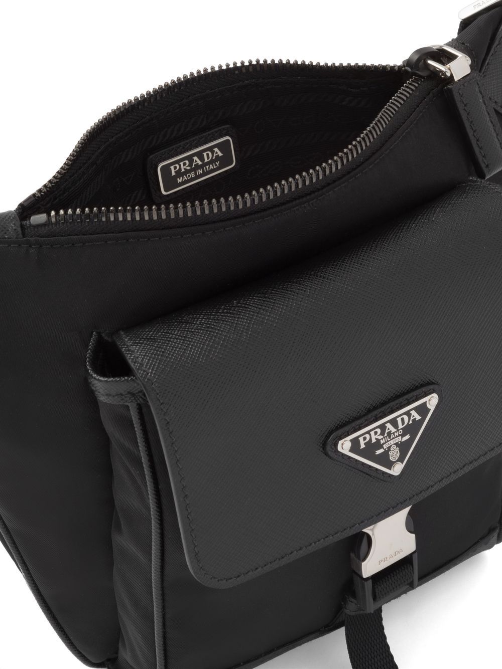 Pra*a recycled nylon saffiano leather shoulder bag