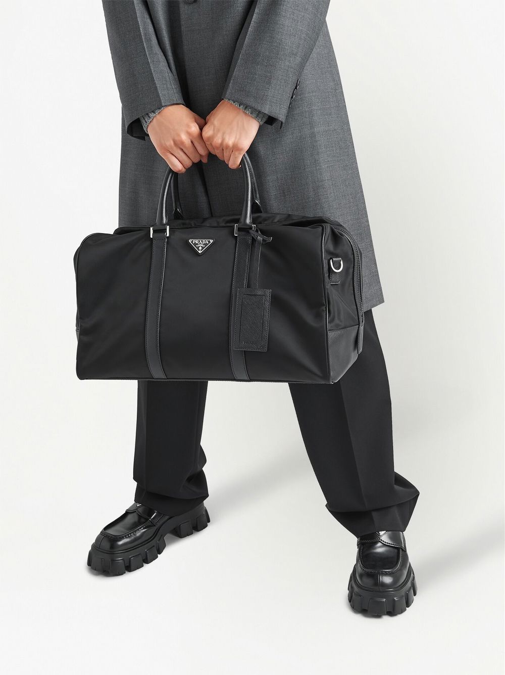 Pra*a triangle logo-patch duffel bag