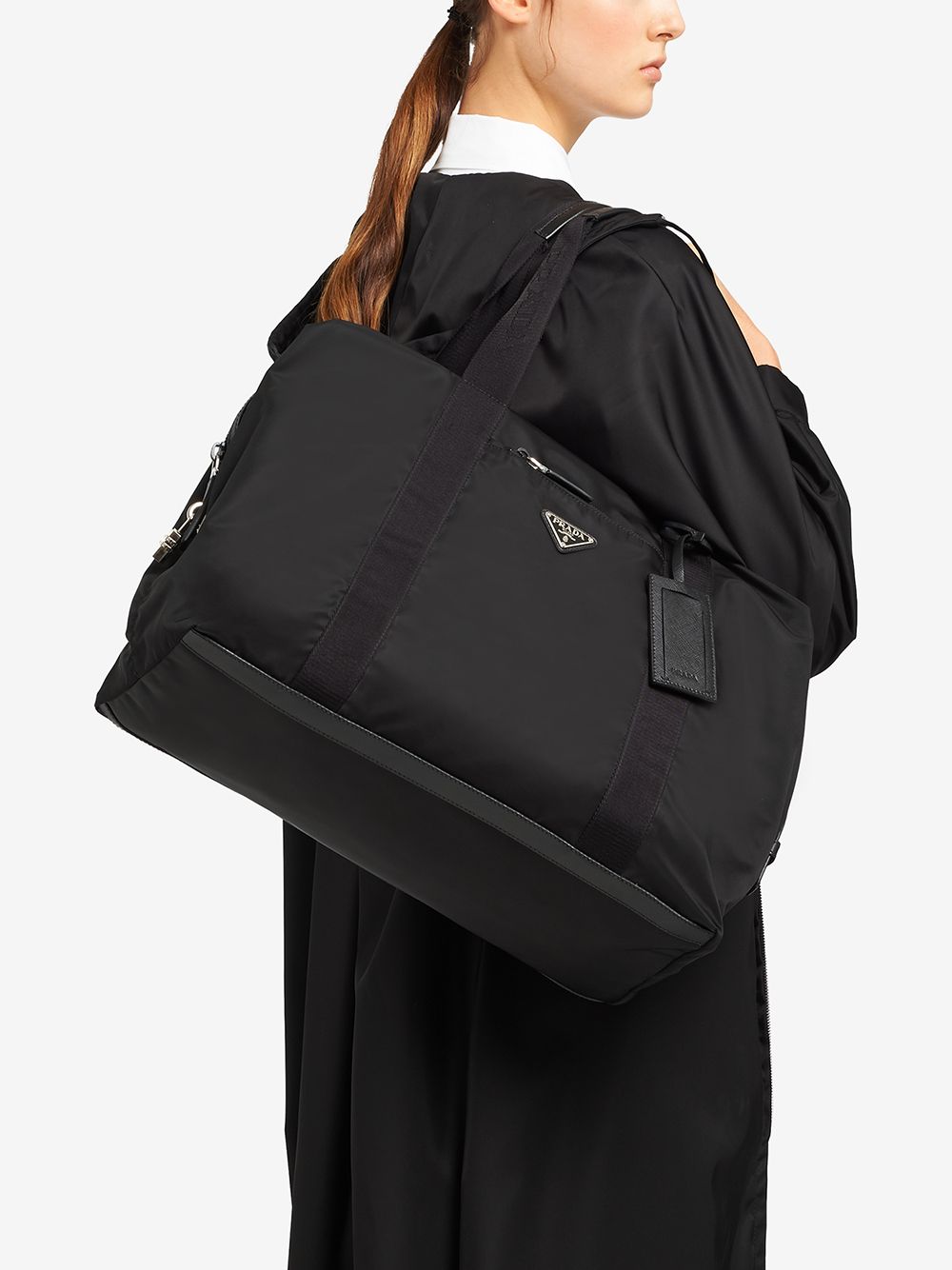 Pra*a re-nylon triangle logo holdall bag