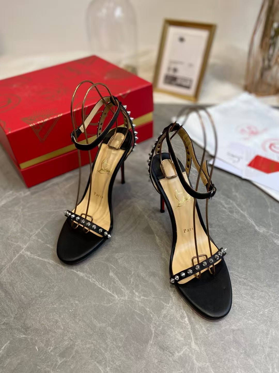 UA Chr1st1an Louboutin So Me Spike Strappy Sandals