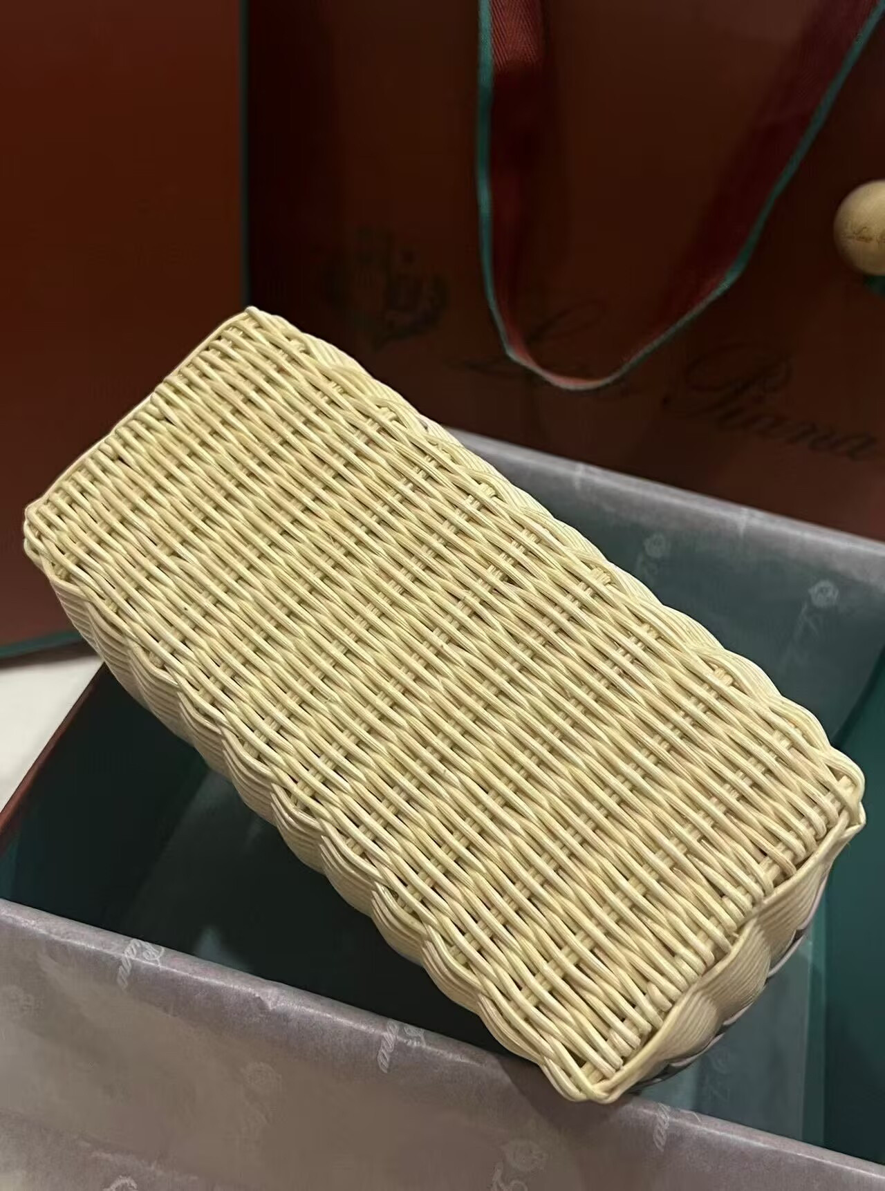 L0r0 P1ana Extra Pocket L19 Wicker Bag 17.5x21x10cm