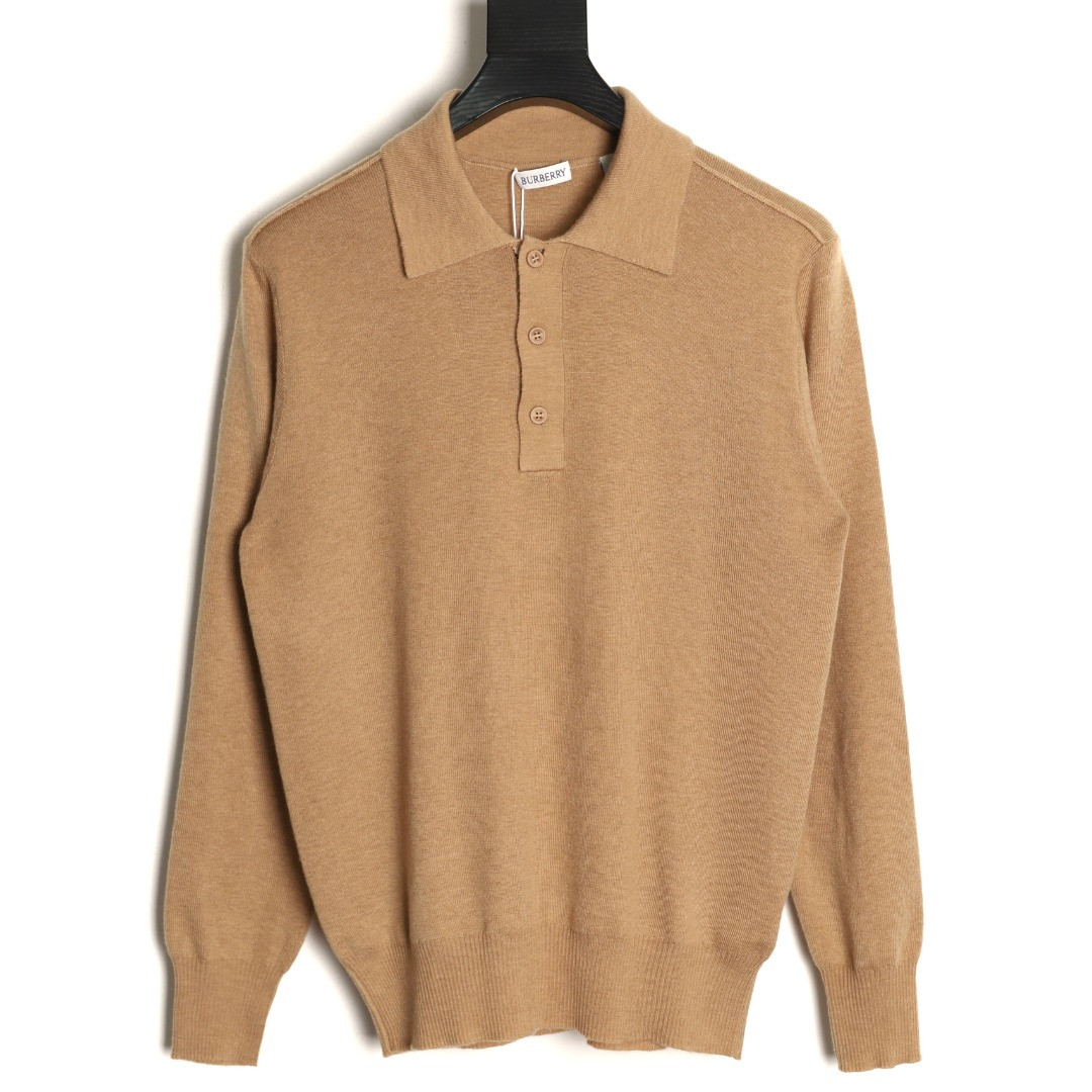 Bv*b*rry Men's Knitting Long-sleeved Polo Shirt