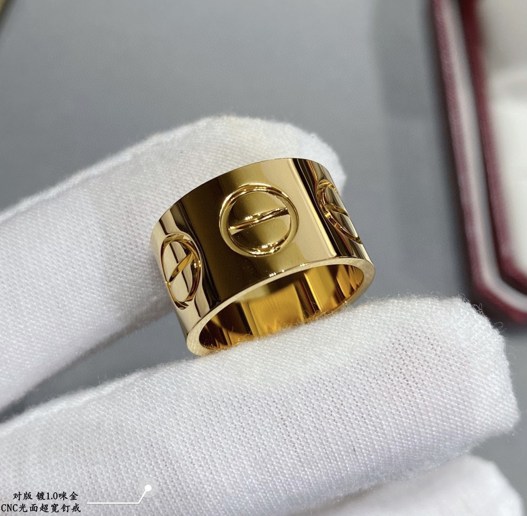 Ca*t1er polished extra wide LOVE nail ring