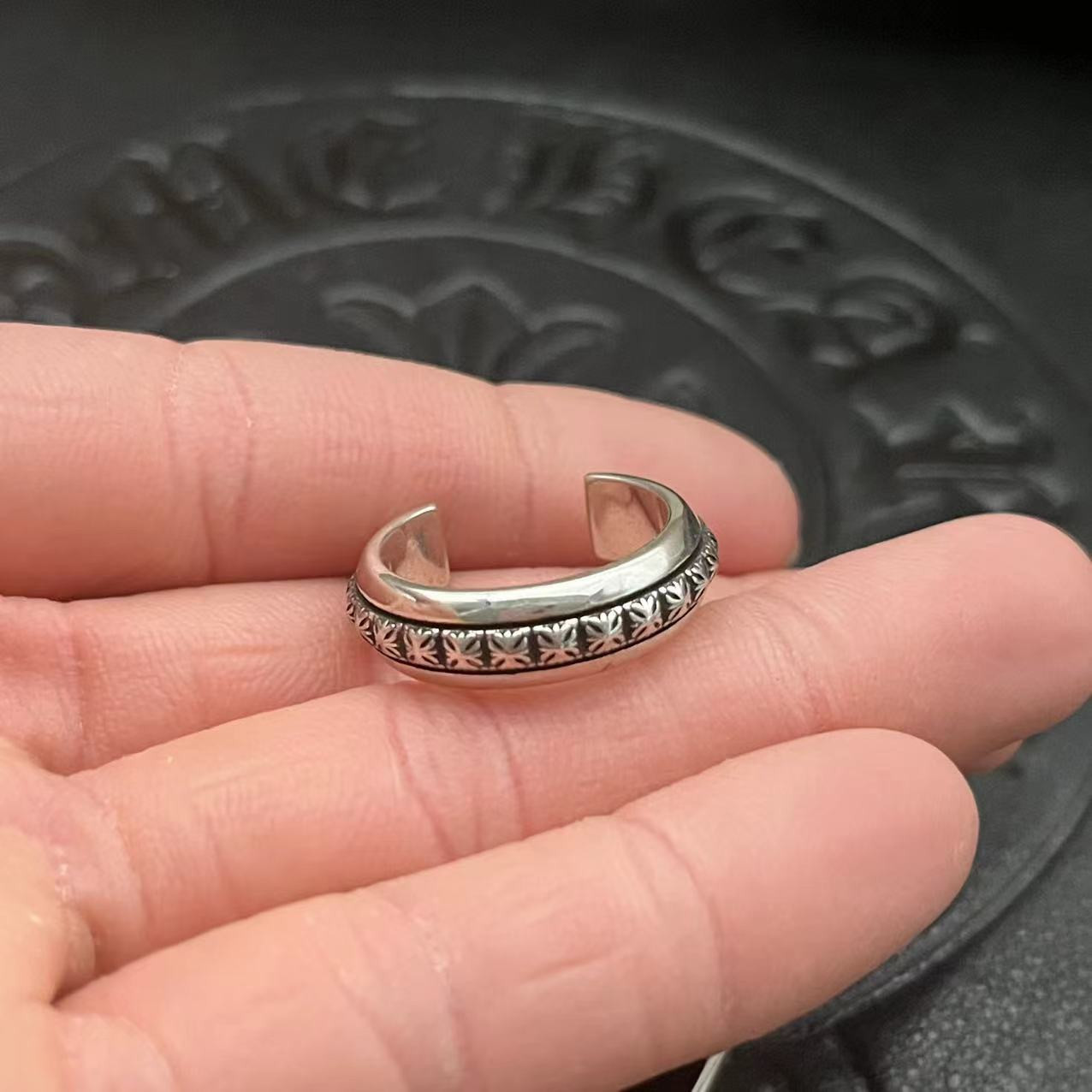 Ch*0me He**ts Cross Open Ring