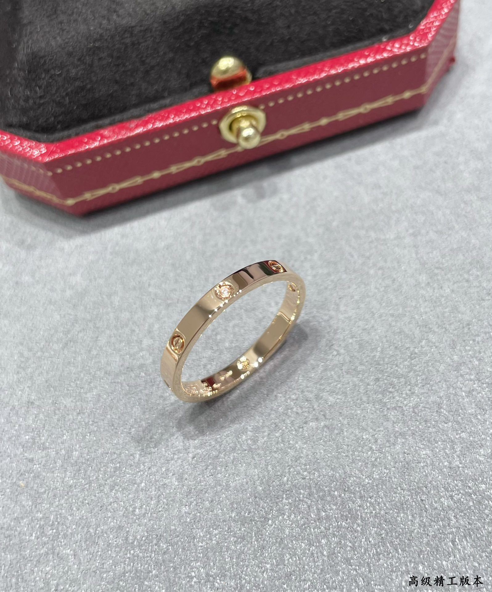 Ca*t1er narrow version four D1am0nd love ring