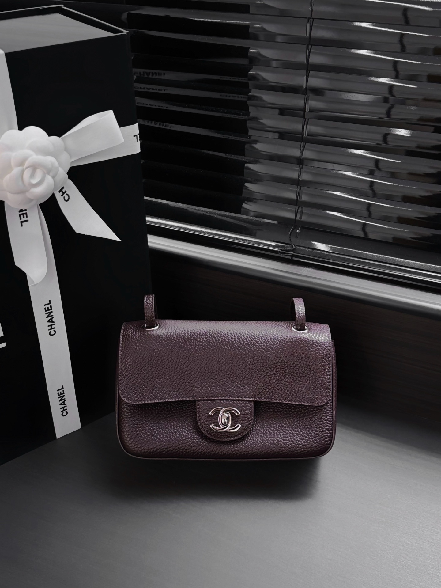 Ch**el Mini Flap Bag Coffee Silver Hardware AS6573 13x20x6cm