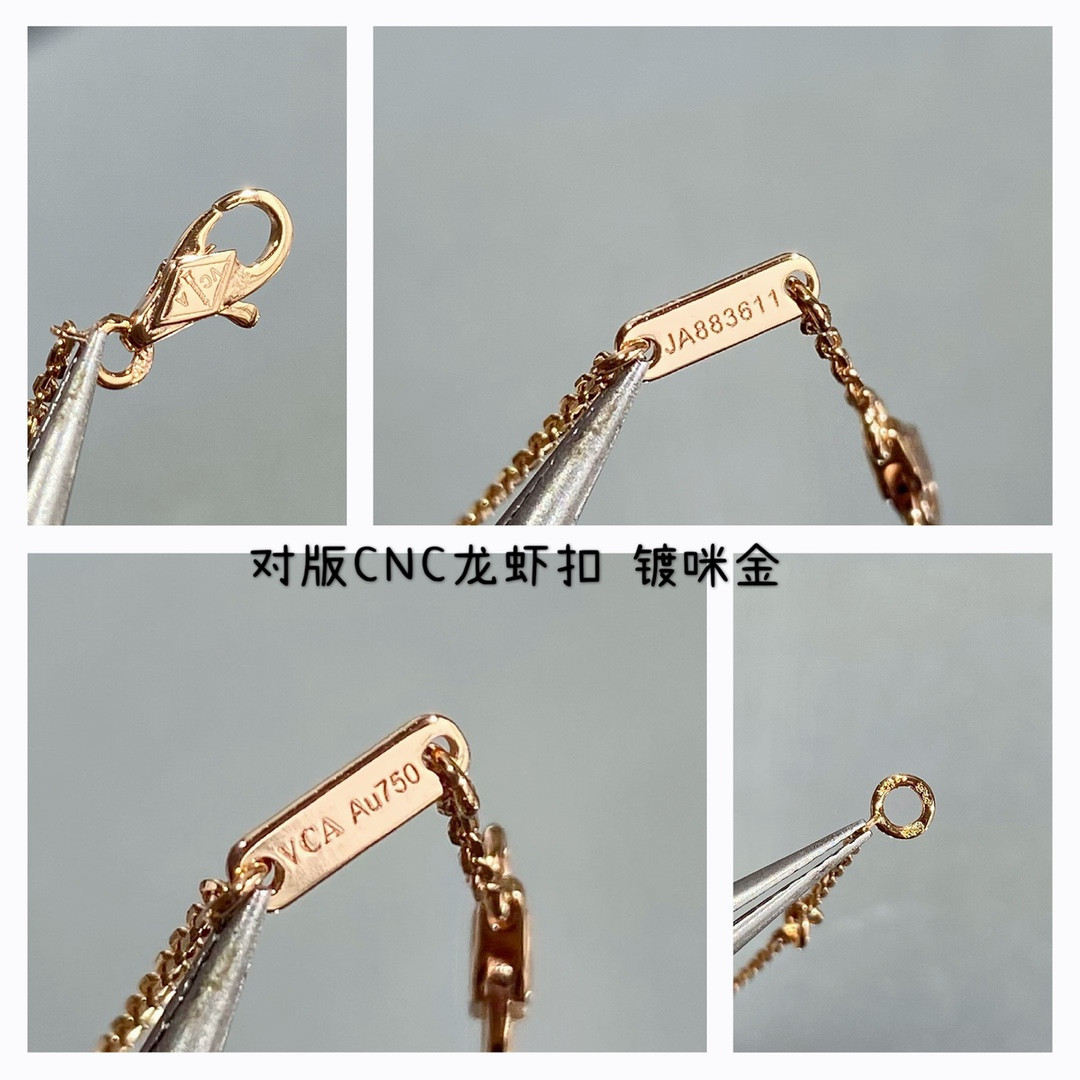 V*n Cl**f & Arpels Mini Four-Leaf Clover Necklace Diameter approx 1.0cm, Chain length approx 40+5cm