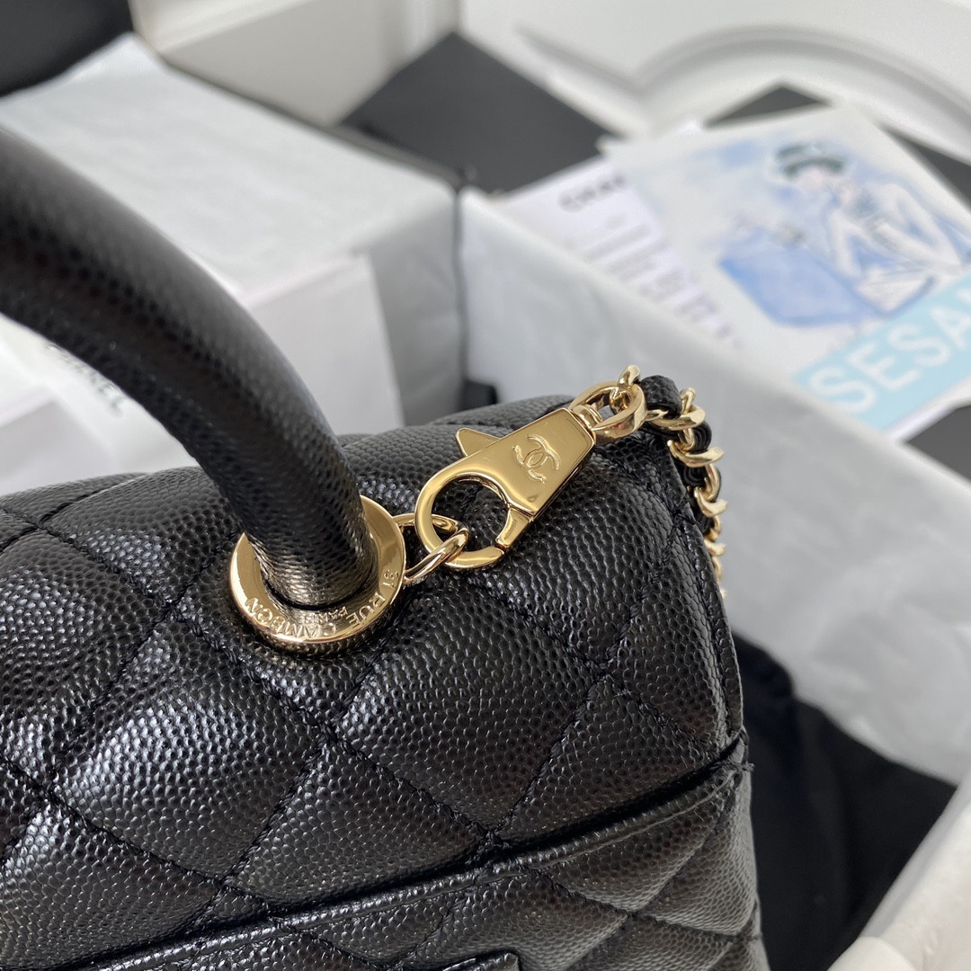 Ch**el COCO Flap Bag with Top Handle A92990 24x14x10cm