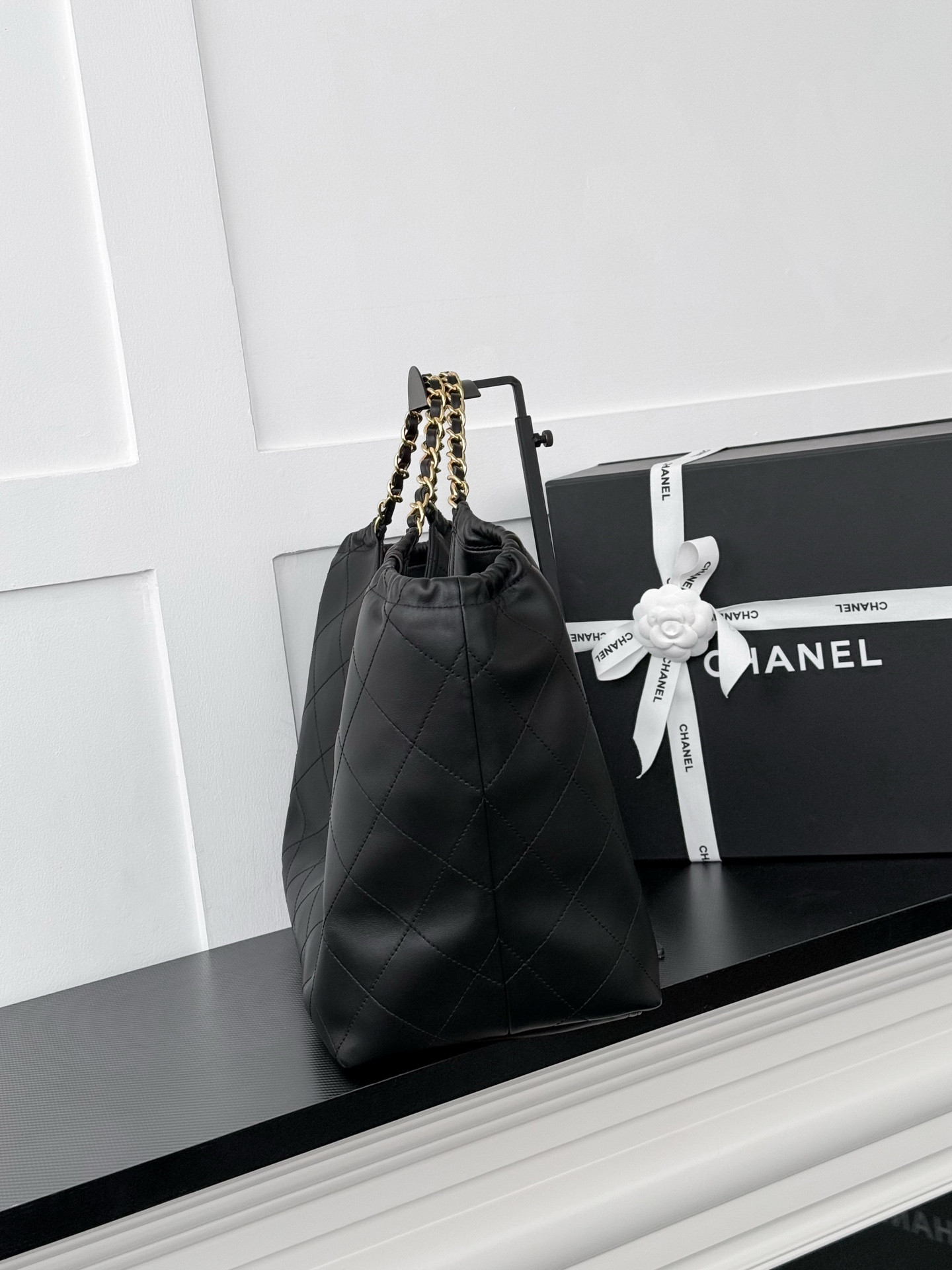 Ch**el Shopping Bag AS6574 BotT0m Length: 41cm,Center Height: 24cm,Side Height: 34cm,Opening Length: 61.5cm,Width: 17cm