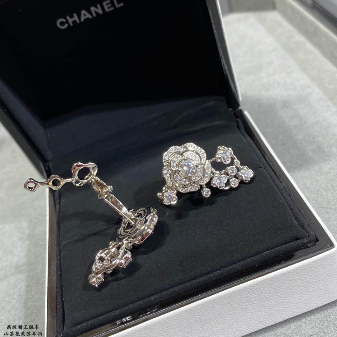 Ch**el Camellia Tassel Earrings