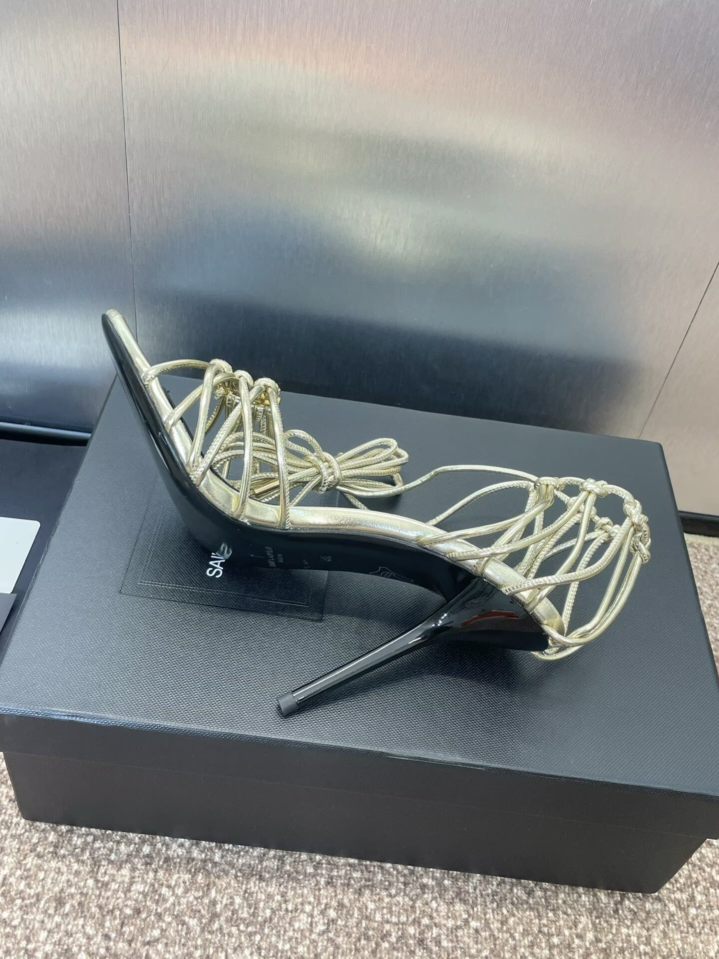 UA Y51 Babylone Gold Sandals 9cm Heel