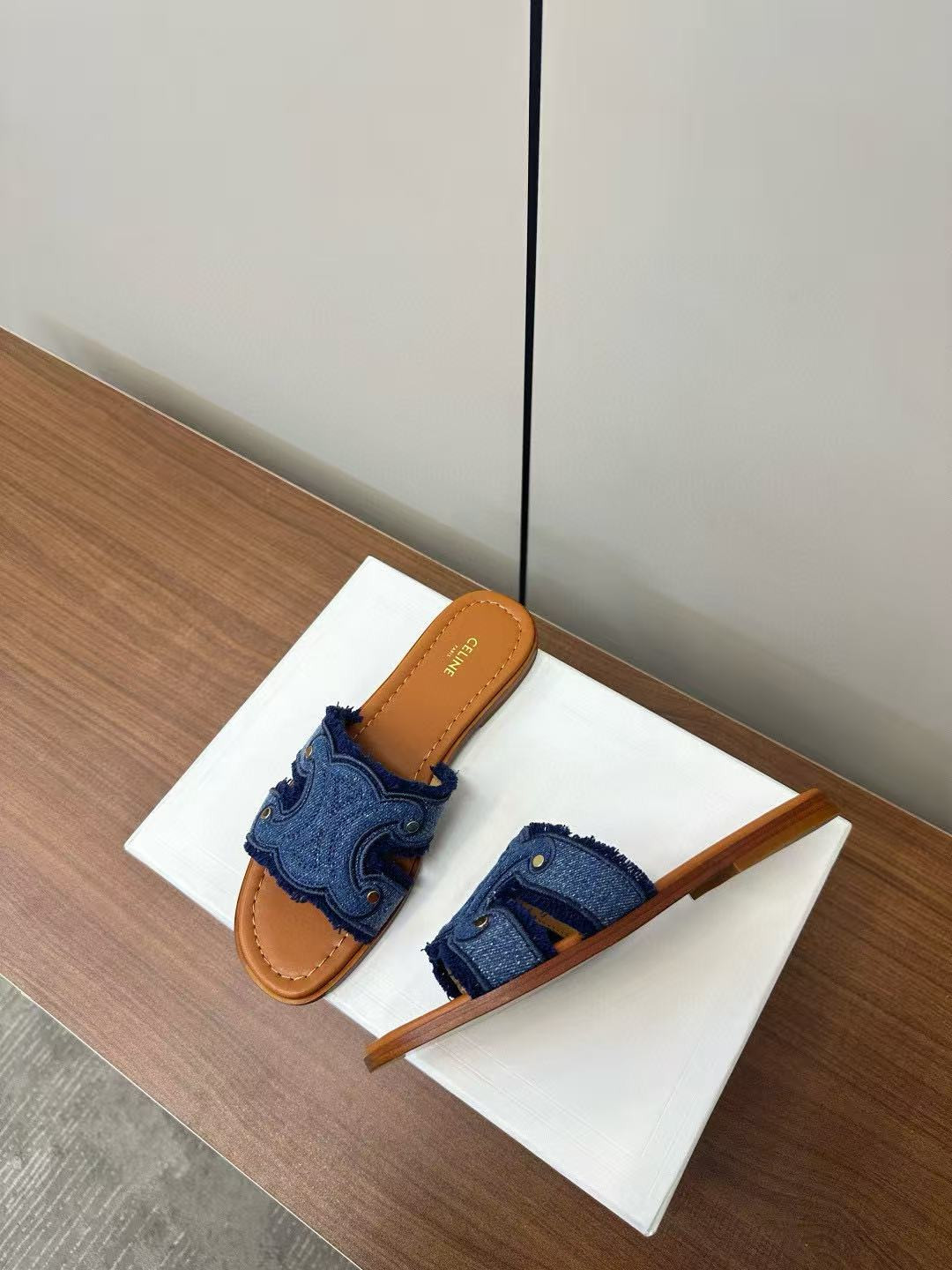 UA Ce1i*e Marina Fringed Mule In De*1m