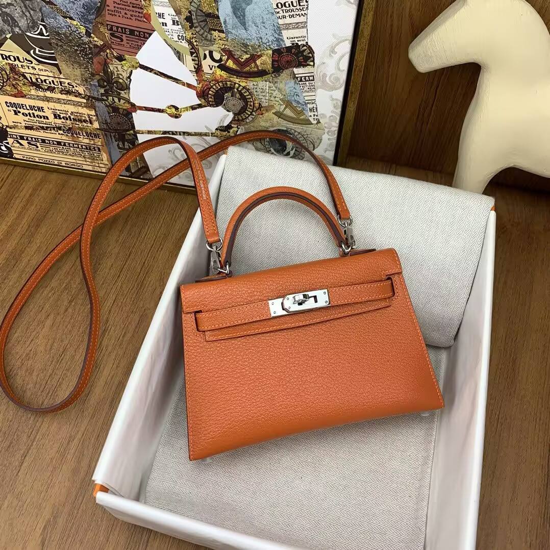 H**me5 Mini Kelly Chèvre Leather 19 19×6×12cm