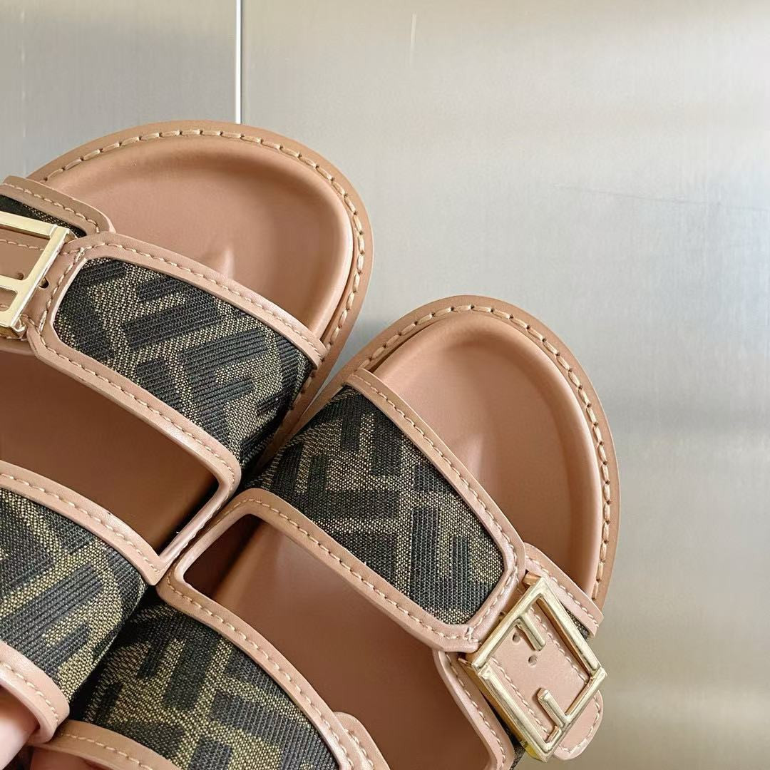 UA F**di Logo Canvas Flat Sandals