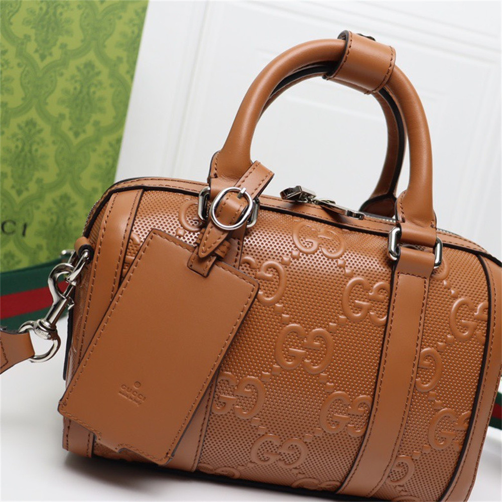 Gvc*1 JUMBO GG MINI DUFFLE BAG BROWN 8.6"W x 5.9"H x 4.9"D