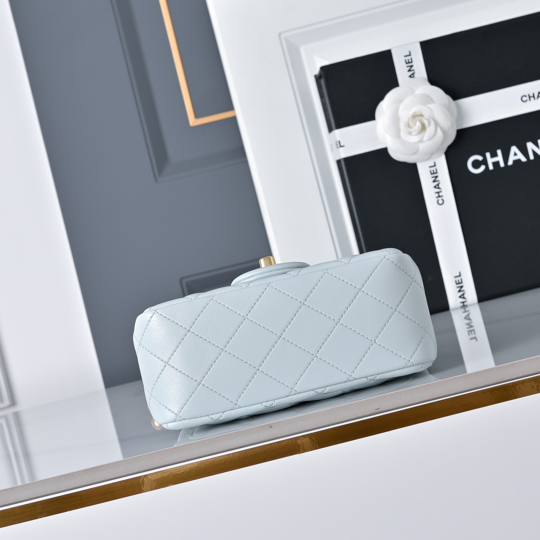 Ch**el Mini Flap Bag Light Blue AS1786 13.5x17x8cm