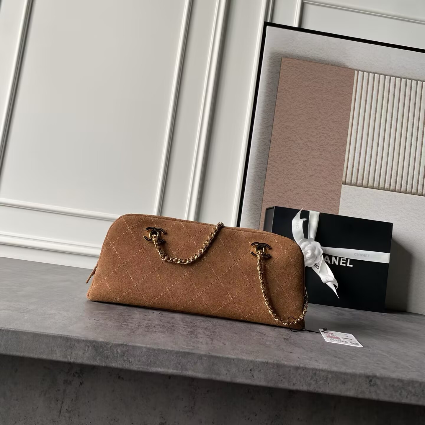 Ch**el Suede Roller Bag AS6406 32x15x8cm