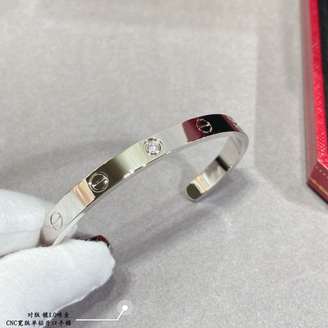 Ca*t1er wide single D1am0nd open LOVE Bracelet