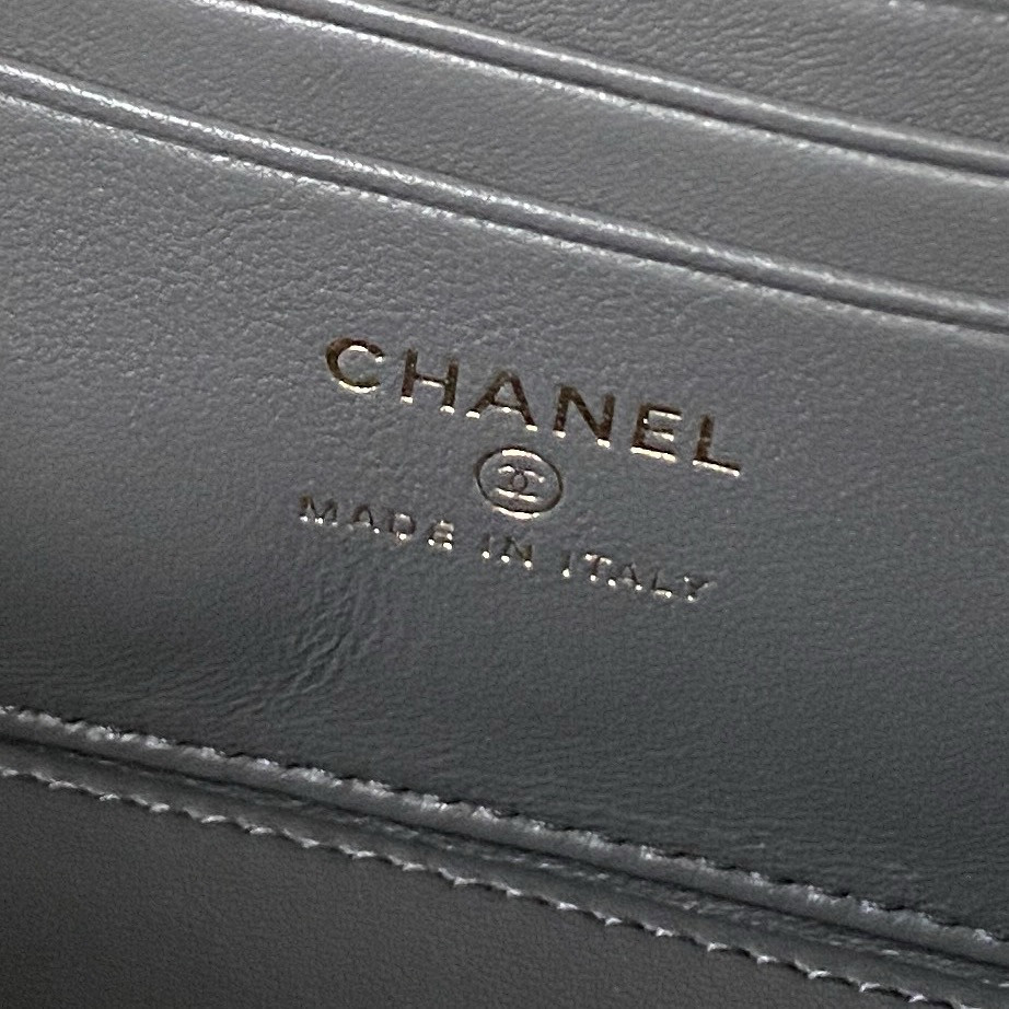 Ch**el Walnut Gold Ball Chain with Makeup Mirror Lamb Leather Square Box Shoulder Bag Women