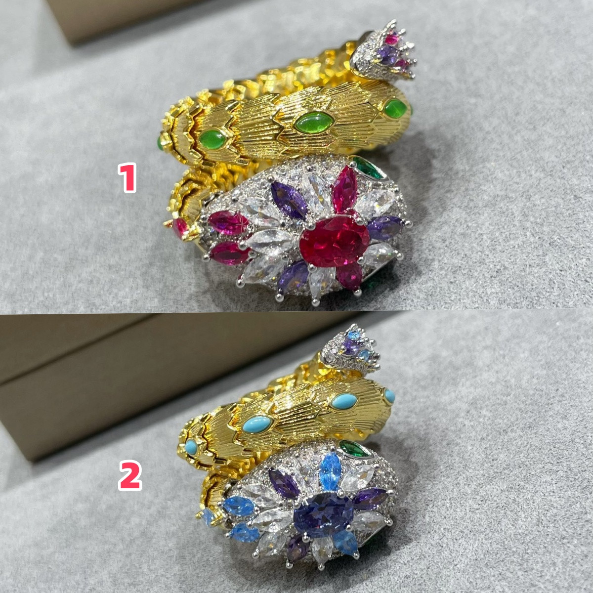Bv1g*ai D1am0nd Princess Snake Ring