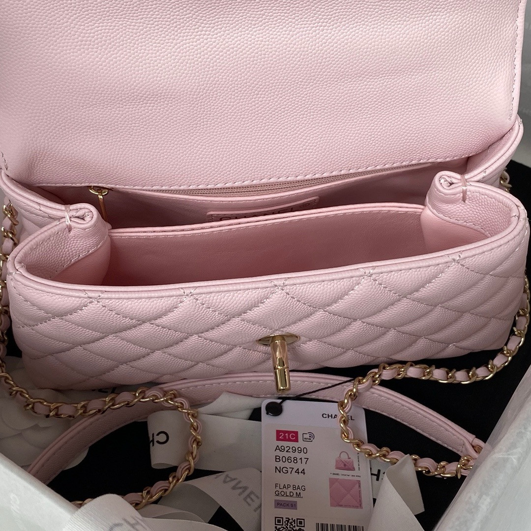 Ch**el Coco Handle Bag 24x10x14CM