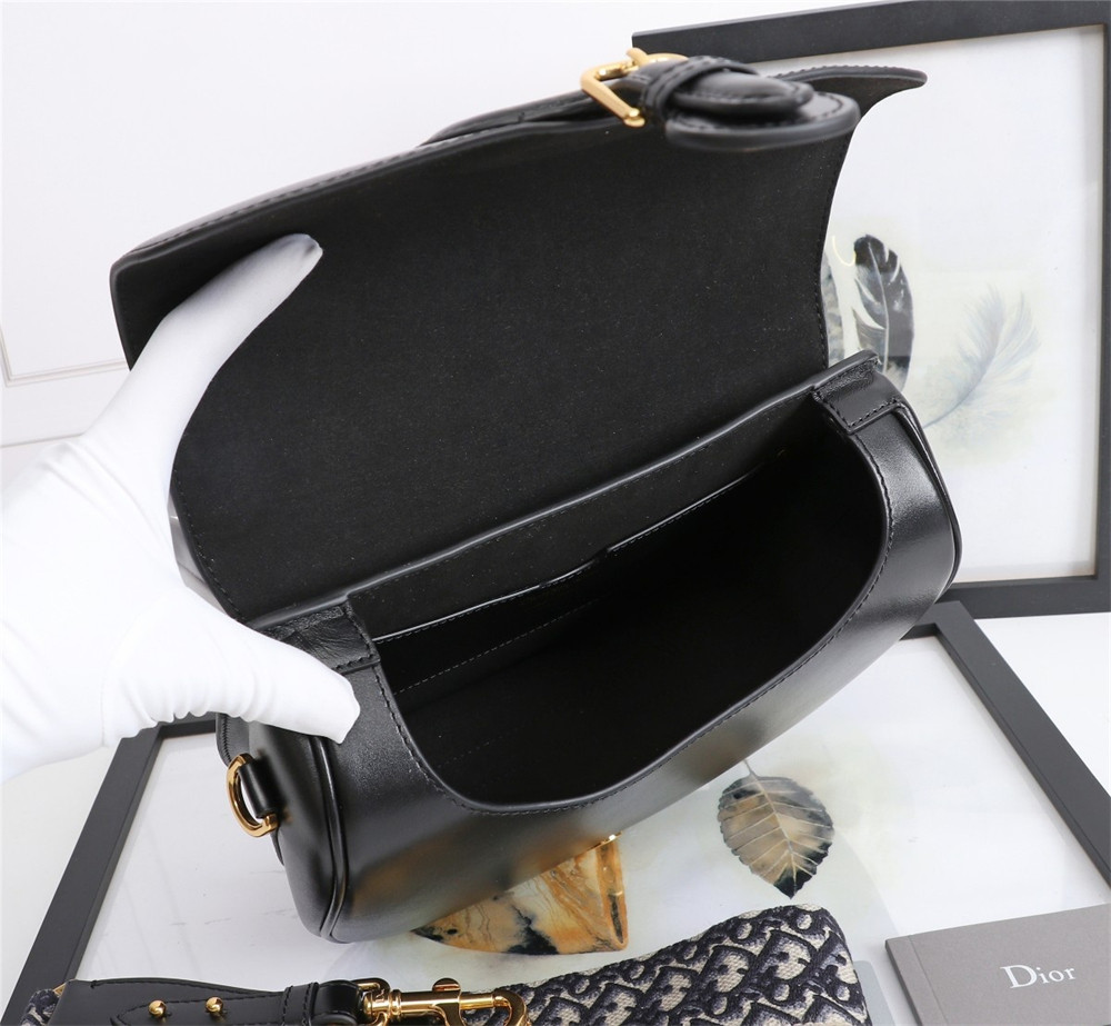 LARGE D10r BOBBY BAG Black Box Calfskin