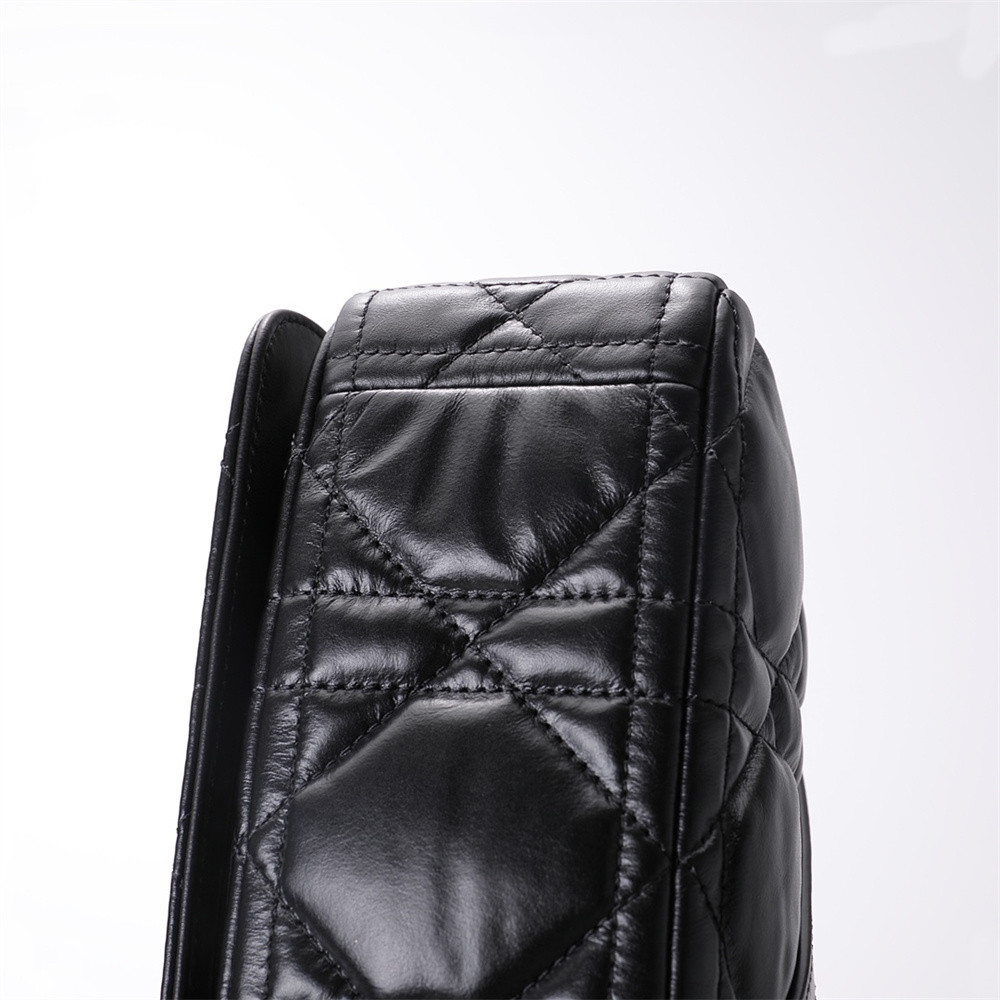 D10r CARO BAG Black S*pple Cannage Calfskin With Silver Hardware 20x12x7cm
